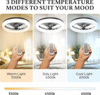 CannonX 14�� Low Profile Ceiling Fans with Lights and Remote, Modern Fandelier Ceiling Fan with Light, 6 Speeds, 3 Lighting Modes 3500K-5500K, Flush Mount for Bedroom, LED 2200 Lumens