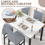 5 Piece Dining Room Table Set, Modern Dining Table Sets with Gray Velvet Upholstered Chairs for 4, Faux Marble Pattern Rectangle Kitchen Table Set for Bar Living Room Breakfast Nook Small Space