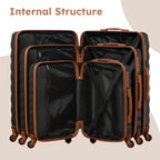 9 Piece Luggage Sets, Hard 20 24 28 inch Luggage with 6 Pieces Organize Bags Travel Suitcases Sets with Wheels, Rose