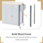 Kitchen Storage Islands&Carts with Solid Wood Top and Locking Wheels, Kitchen Island Cart with 4 Door Cabinet and Two Drawers, Kitchen Cabinets for Kitchen and Dining Room, Green