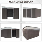 Outsunny 4.6' x 9' Metal Outdoor Storage Shed, Garden Utility Tool House with Double Lockable Doors for Backyard, Patio, Lawn, Garage, White