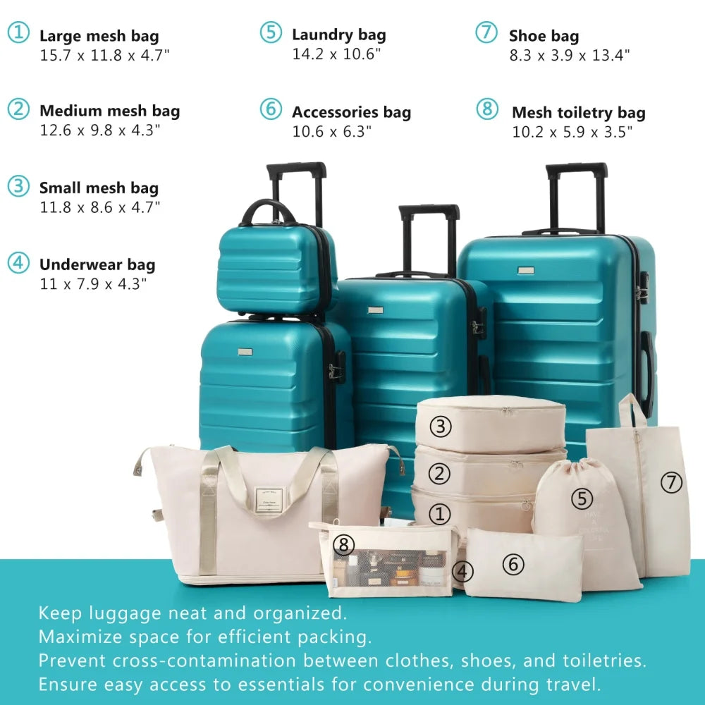 Hardshell ABS Luggage Set - Lightweight & Durable Suitcases with Dual Spinner Wheels