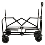 3-in-1 Collapsible Wagon Cart with Bench Seat, 500lbs Convertible Heavy Duty Utility Wagon with Flexible Handle, All-Terrain Folding Grocery Cart with Wheels for Shopping, Camping, Orange