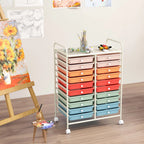 Costway 20 Drawer Rolling Storage Cart Tools Scrapbook Paper Office School Organizer Yellow