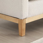 End of Bed Bench, 53.5" Boucle Fabric Upholstered Entryway Bench with Wood Legs & Bolster Pillows, Rolled Arm Cushioned Ottoman Foot Rest Long Stool Window Extra Seating for Bedroom, Ivory