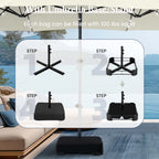 Summit Living 15 FT Double-Sided Solar Patio Umbrella with Base Large Outdoor Umbrella with LED Solar Lights - Haze Blue