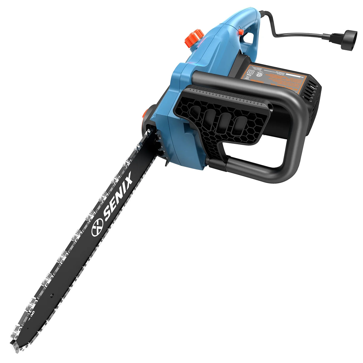 SENIX 15 Amp Electric Corded Chainsaw, 18-Inch Bar and Chain, Automatic Oiler, Tool-Free Chain Tension, CSE15-M