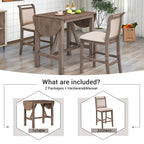 Harper & Bright Designs 3 Piece Wood Folding Dining Table Set Drop Leaf Table with 2 Padded Counter Height Dining Chairs for Small Place, Brown