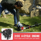 PowerSmart 4-Cycle 31cc 15lb Straight Shaft Gas String Trimmer Weed wacker and Brush Cutter for Lawns and Grass