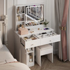 Wohh MDF Makeup Vanity with LED Mirror, Dressing Table and 5 Drawers, White