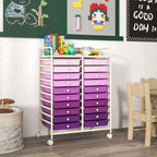 Costway 20 Drawer Rolling Storage Cart Tools Scrapbook Paper Office School Organizer Yellow