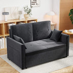 Convertible Sofa Bed,3-in-1 Sleeper Sofa with Pull Out Bed,Sleeper Futon Couch Loveseat with Adjsutable Backrest and Pillows for Living Room,Gray