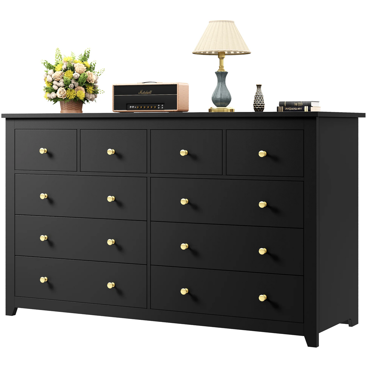 EnHomee White Dresser for Bedroom with 10 Drawers Modern Wood Dressers Chests of Drawers Wide Dresser for Adults