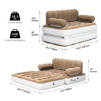 Inflatable Air Sofa Bed 2-in-1 Backrest Couch Airbed With Headboard And Pump Convertible Blow Up Bed Mattress For Home, Camping, And Guests, Living Room Furniture, Queen Size