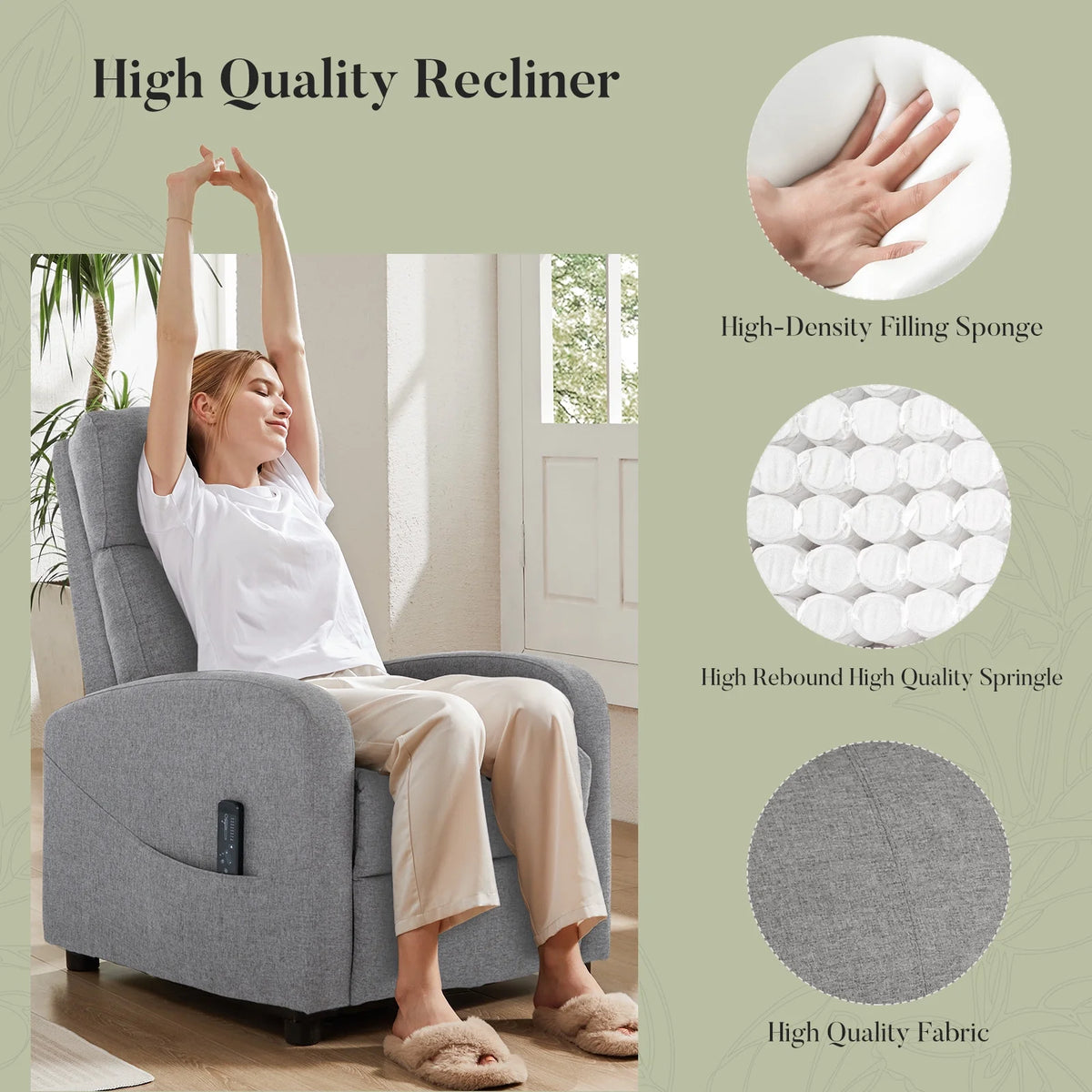 CONCETTA Massage Recline Chair with Padded Seat and Massage Backrest, Black