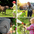 Giraffe Tools Retractable Garden Hose Reel with 1/2in-100ft Water Hose, Plastic Bracket, Wall Mounted, Dark Grey