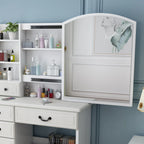 Wohh MDF Makeup Vanity with LED Mirror, Dressing Table and 5 Drawers, White