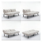 PAPROOS Convertible Sofa Bed, Folding Futon Sofa Bed, Upholstered Sofa Bed Couch, Loveseat Sleeper Sofa for Small Space, Apartment, Living Room, Cream