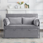 Gewnee 55'' Modern Convertible Velvet Sofa Bed with Pull-Out Twin Bed, Adjustable Backrest for Living Room, Office (Dark Gray)