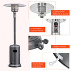 Costway 50000 BTU Propane Patio Heater Standing Steel with Wheels Grey