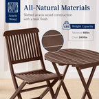 Best Choice Products 3-Piece Acacia Wood Bistro Set, Folding Patio Furniture w/ 2 Chairs, Table - Natural
