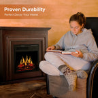 KISSAIR Electric Fireplace Mantel Wooden Surround Firebox, Free Standing Fireplace, with Remote Control, Adjustable LED Flame, 750W/1500W -White