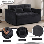 Gewnee 55'' Modern Convertible Velvet Sofa Bed with Pull-Out Twin Bed, Adjustable Backrest for Living Room, Office (Dark Gray)