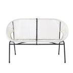 Aspen Modern Outdoor Patio Basket Loveseat, Hammock Weave Design, Metal Frame, Green