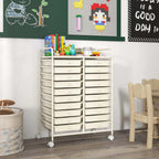 Costway 20 Drawer Rolling Storage Cart Tools Scrapbook Paper Office School Organizer Yellow
