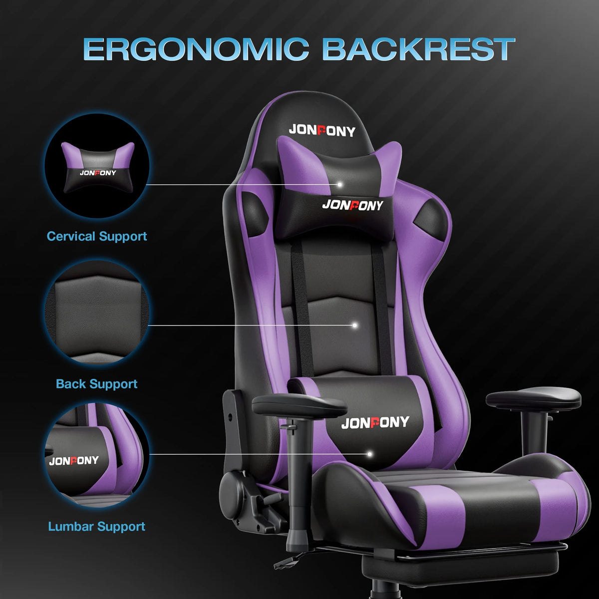 JONPONY Big and Tall 500LBS Gaming Chair, Ergonomic Design, Gamer Chair PU Leather with Footrest and Lumbar Support, High Back Office Chair Support 8 Hours Long Sitting,Red Computer Chair,Red