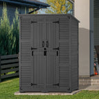 MCombo Large Outdoor Storage Shed with 6 Shelves, Outside Tool Wooden Storage Cabinet, 1738
