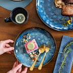 Vancasso,16-Piece Stoneware Dinnerware Set, Blue Dinner Set, Service for 4