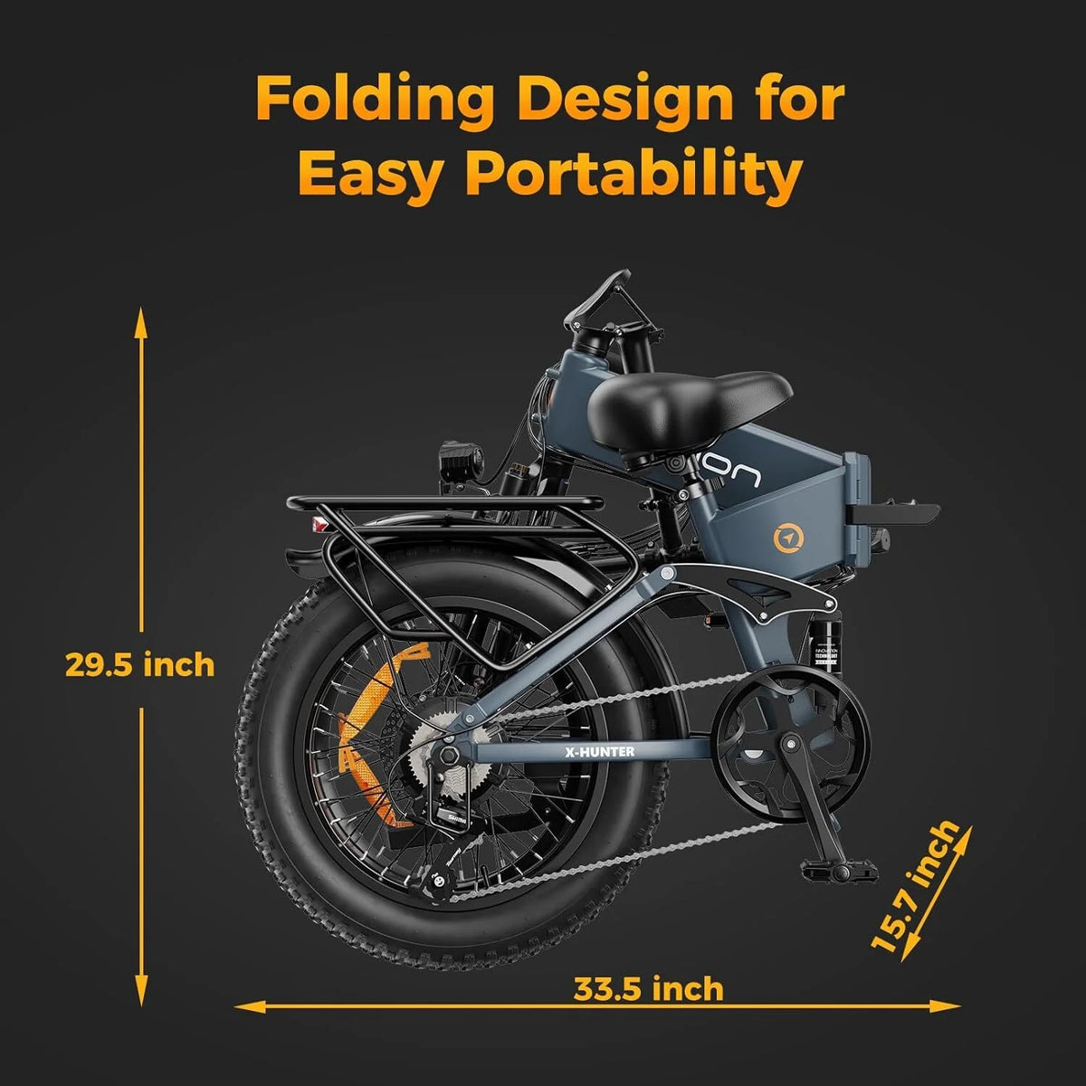 Jasion X-Hunter Electric Bike for Adults, 750W Motor Electric Bicycle with 48V 13AH Removable Battery, 20" x4.0 Fat Tire Folding Ebike, Full Suspension, 7-Speed Bicycles