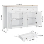 Homfa 55.1'' W Farmhouse Storage Cabinet, 4-Doors 2-Drawers Wood Sideboard with Adjustable Shelves for Kitchen Dining Room, White