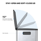 EDX 2 x 8.3 Gallon Dual Garbage Recycle Trash Can with Lid, Inner Buckets for Kitchen, Stainless Steel, Sliver