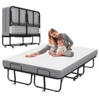 Full Size Folded Bed with Mattress, 75" x 54" Folding Bed, Twin Bed, Rollaway Bed Guest Bed for Adults with Sturdy Frame
