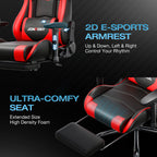 JONPONY Big and Tall 500LBS Gaming Chair, Ergonomic Design, Gamer Chair PU Leather with Footrest and Lumbar Support, High Back Office Chair Support 8 Hours Long Sitting,Red Computer Chair,Red