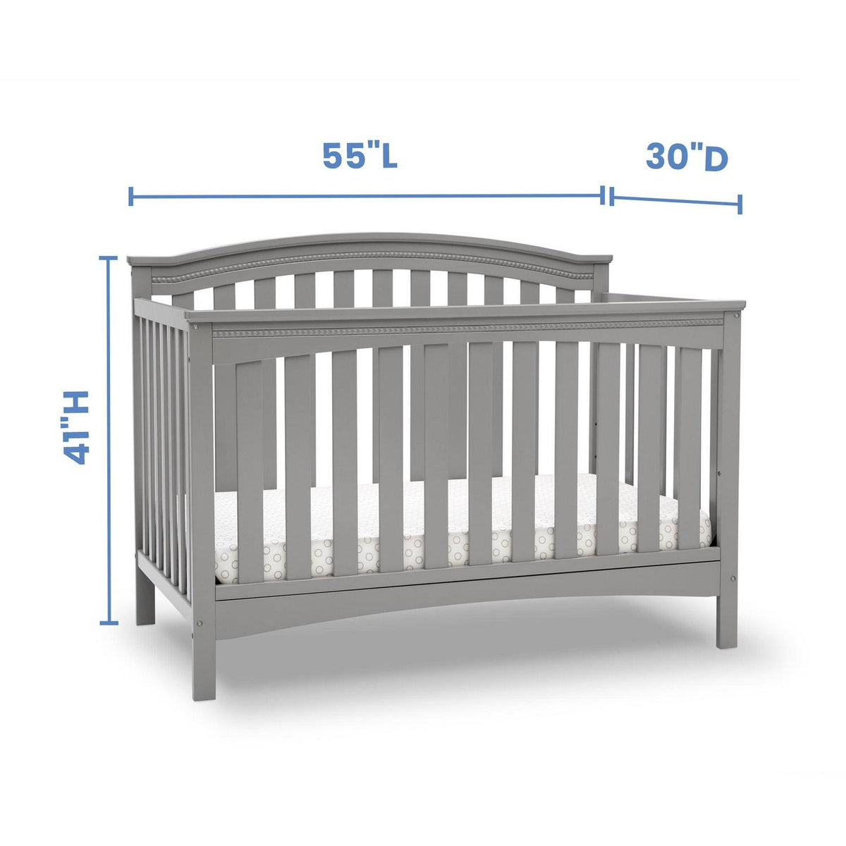 Delta Children Waverly 6-in-1 Convertible Baby Crib. Grey