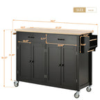 Kitchen Storage Islands&Carts with Solid Wood Top and Locking Wheels, Kitchen Island Cart with 4 Door Cabinet and Two Drawers, Kitchen Cabinets for Kitchen and Dining Room, Green