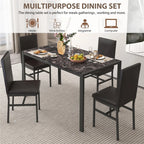 5 Piece Dining Room Table Set, Modern Dining Table Sets with Gray Velvet Upholstered Chairs for 4, Faux Marble Pattern Rectangle Kitchen Table Set for Bar Living Room Breakfast Nook Small Space