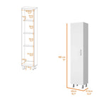 FM FURNITURE Clarno Tall Storage Cabinet, Single Door with Broom Hangers ,White