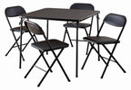 COSCO 5-Piece Folding Set with Card Table and 4 Vinyl Padded Chairs, Black