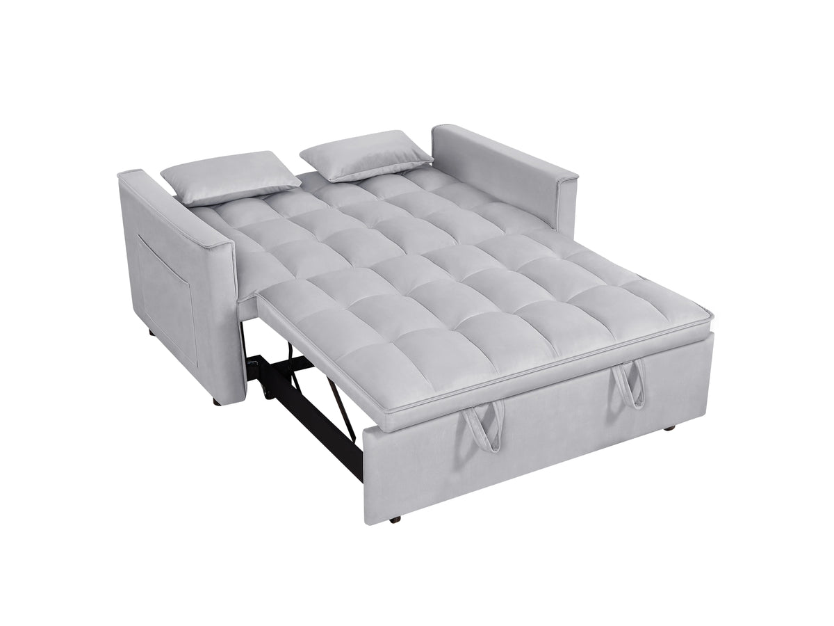 Gewnee 55'' Modern Convertible Velvet Sofa Bed with Pull-Out Twin Bed, Adjustable Backrest for Living Room, Office (Dark Gray)