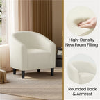 Yaheetech Upholstered Club Chair Accent Barrel Chair, Ivory