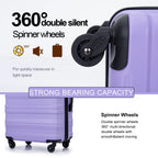 Tripcomp Hardside Luggage Set 3-Piece Set (21/25/29) Lightweight Suitcase 4-Wheeled Suitcase Set(Purple)