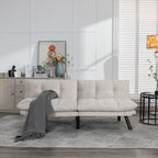 PAPROOS Convertible Sofa Bed, Folding Futon Sofa Bed, Upholstered Sofa Bed Couch, Loveseat Sleeper Sofa for Small Space, Apartment, Living Room, Cream