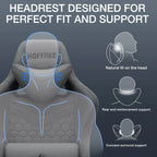 Hoffree Gaming Chair with Massage Fabric Office Chair with footrest for Adults, Ergonomic Gamer Chair with Headrest and Lumbar Support for Office Gaming, 440 LBS