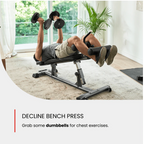 Finer Form Semi, Commercial Sit Up Bench Elite, Reverse Crunch Handle for Ab Exercises, Reverse Crunch and Decline Sit Up with 4 Adjustable Height Settings, Black