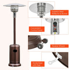Costway 50000 BTU Propane Patio Heater Standing Steel with Wheels Grey