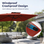 Alpha Joy 12x9ft Outdoor Patio Umbrella Large Rectangle Offset Cantilever Double Umbrella with 360°Rotation, Beige